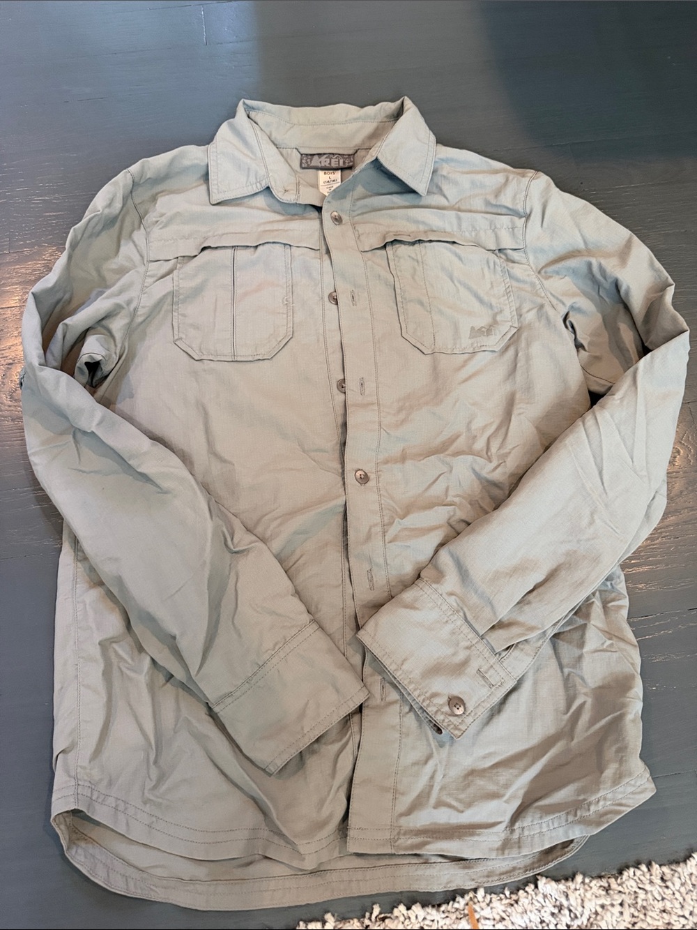 REI Boys 16 Grey Button-Up Shirt Jacket